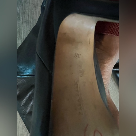 Zara Leather OTK Heeled Boots In Size 38/7.5 - Picture 2 of 8